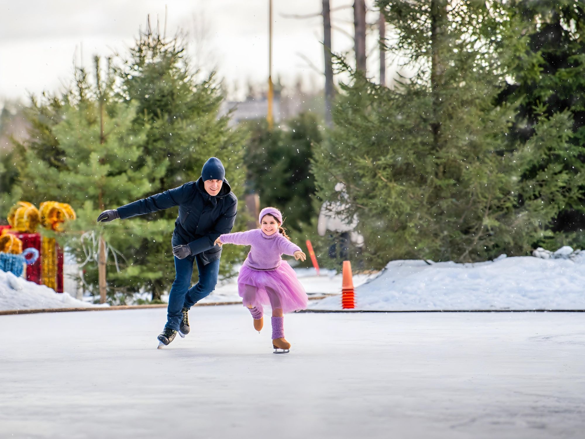 Ice skating in winter, Czech Republic